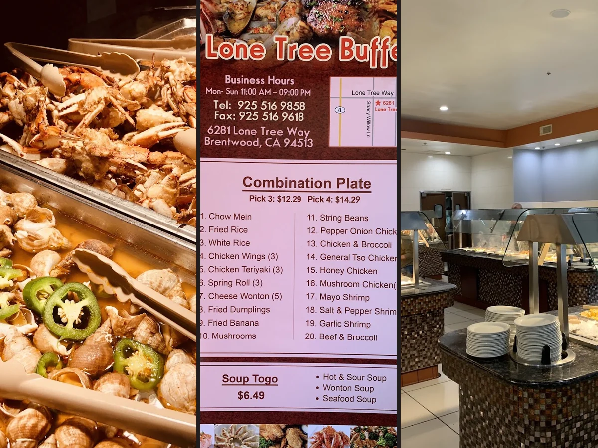Long serving line inside a casual restaurant.